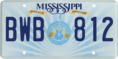 MS license plate BWB812