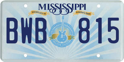 MS license plate BWB815