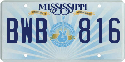 MS license plate BWB816