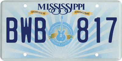 MS license plate BWB817