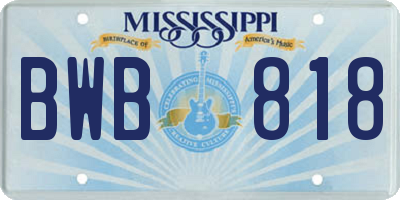 MS license plate BWB818