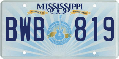 MS license plate BWB819
