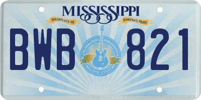 MS license plate BWB821