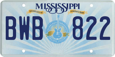 MS license plate BWB822