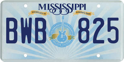 MS license plate BWB825