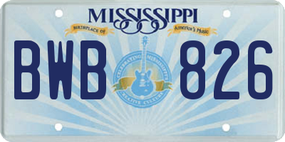 MS license plate BWB826