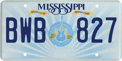 MS license plate BWB827