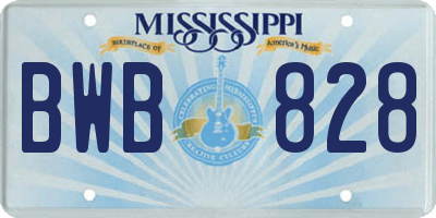 MS license plate BWB828