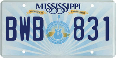 MS license plate BWB831