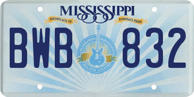 MS license plate BWB832