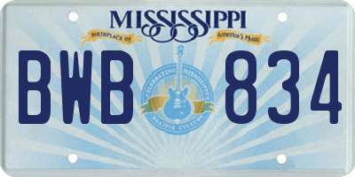 MS license plate BWB834