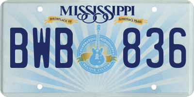 MS license plate BWB836