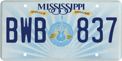 MS license plate BWB837