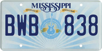 MS license plate BWB838
