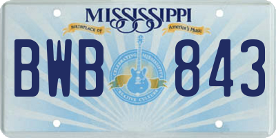 MS license plate BWB843