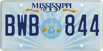 MS license plate BWB844