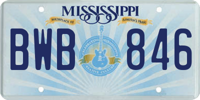 MS license plate BWB846