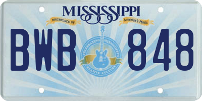 MS license plate BWB848