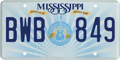 MS license plate BWB849