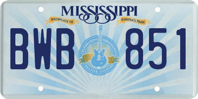 MS license plate BWB851