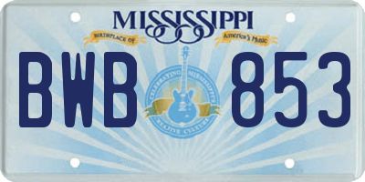 MS license plate BWB853