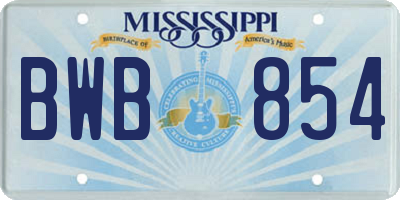 MS license plate BWB854