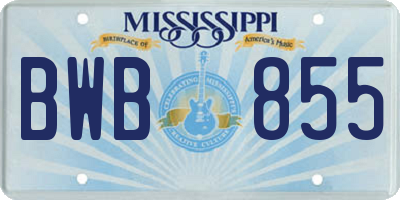 MS license plate BWB855