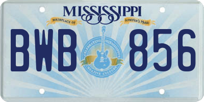 MS license plate BWB856