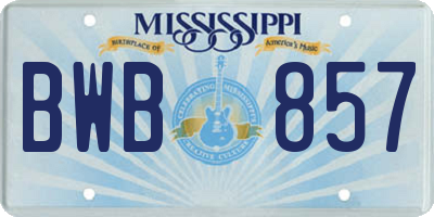 MS license plate BWB857