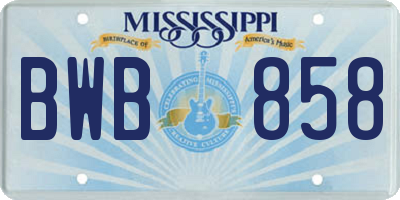 MS license plate BWB858