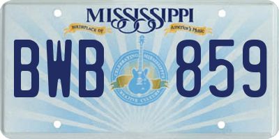 MS license plate BWB859