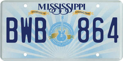 MS license plate BWB864