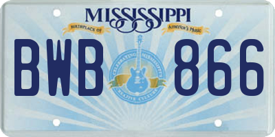 MS license plate BWB866