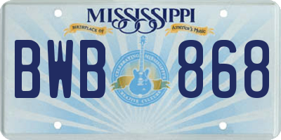 MS license plate BWB868
