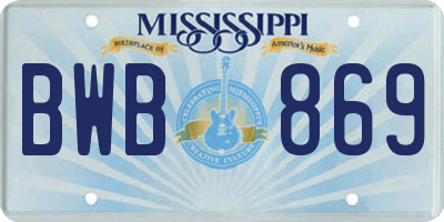 MS license plate BWB869