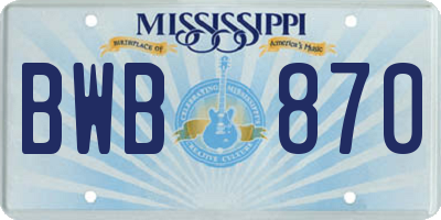 MS license plate BWB870