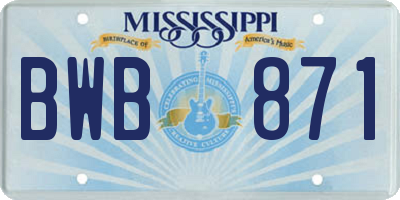 MS license plate BWB871