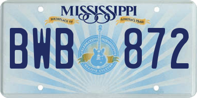 MS license plate BWB872