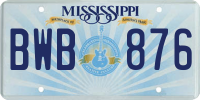 MS license plate BWB876
