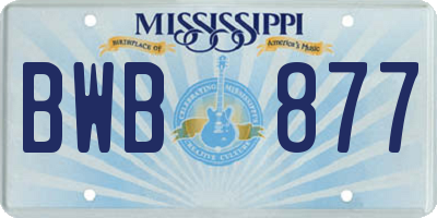 MS license plate BWB877