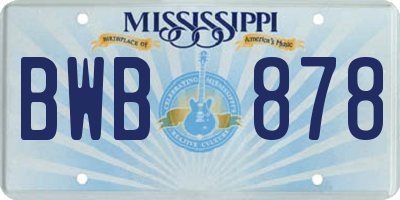 MS license plate BWB878