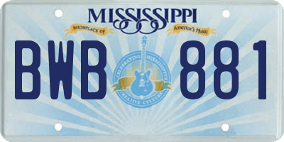 MS license plate BWB881