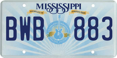 MS license plate BWB883