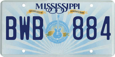MS license plate BWB884