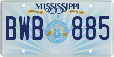 MS license plate BWB885