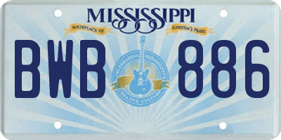 MS license plate BWB886