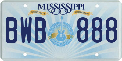 MS license plate BWB888