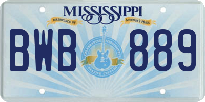 MS license plate BWB889