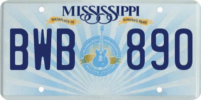MS license plate BWB890