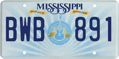 MS license plate BWB891